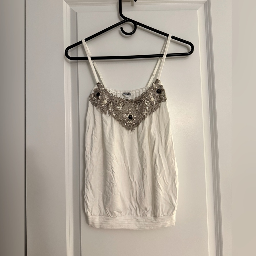 Express Women's Sleeveless Strappy Beaded Blouse (X-Small)